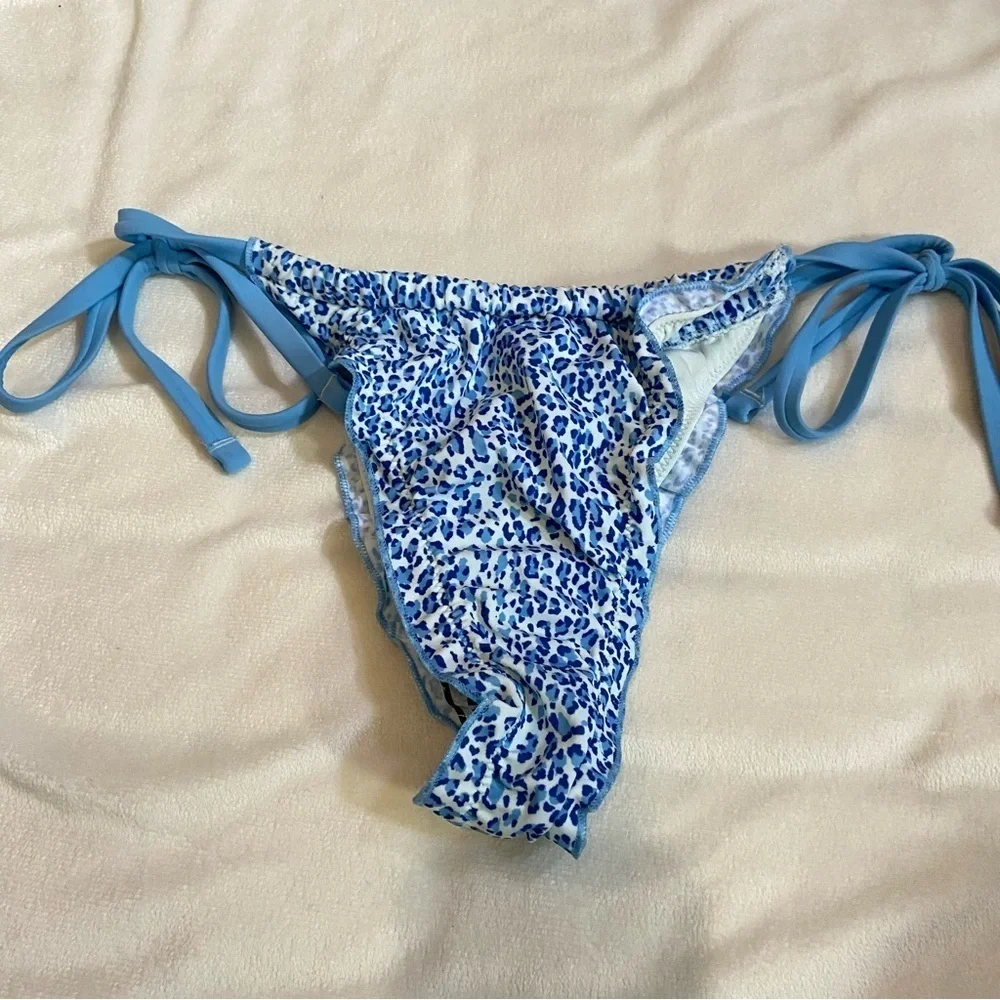 New! Frankie's Bikinis x PINK Blue Reign Thong Bikini Bottom M 1534